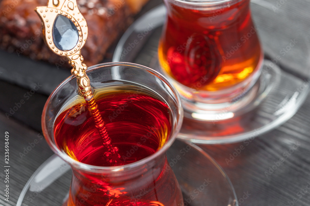 Turkish tea in traditional glass Turkish tea in traditional glass