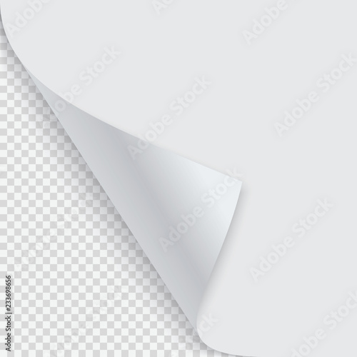 Curled corner of paper with shadow