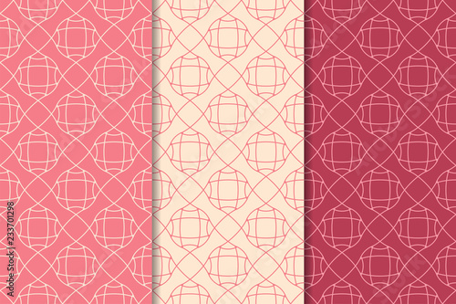 Cherry red geometric seamless patterns