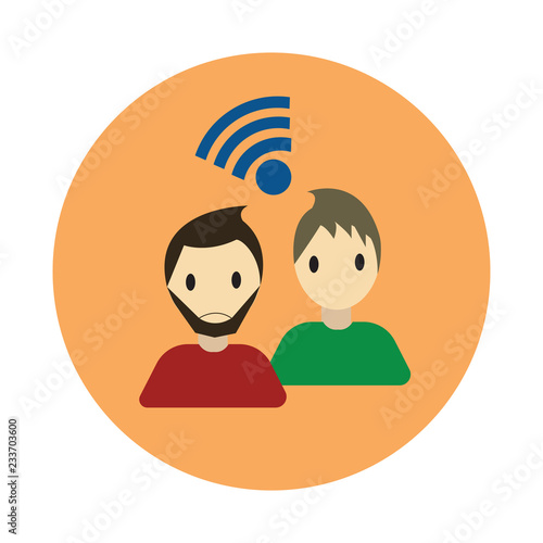 Coworking connection flat on white background icon