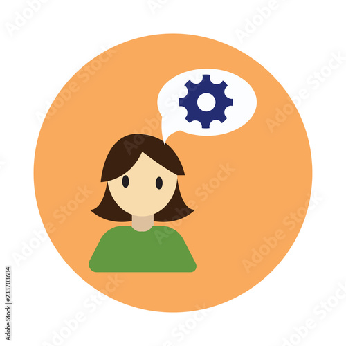Coworker thinking flat on white background icon