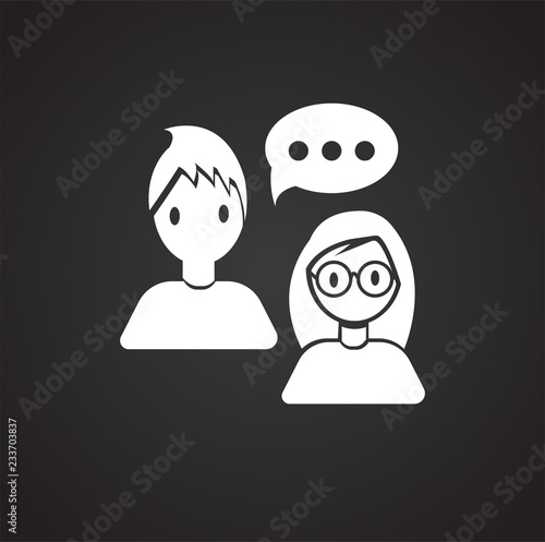 Coworking conversation on black background icon