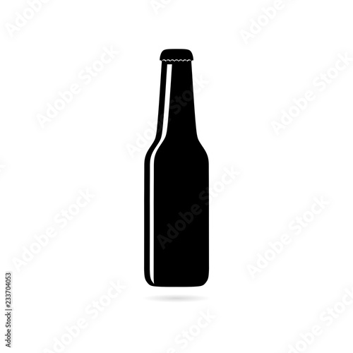 Black Beer bottle glass icon on logo isolated on white background 