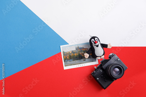 The flag of the Czech Republic is a retro camera and a toy mole.