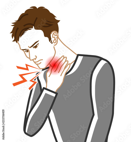 Sore throat - Physical disease image clip art - Adults men , Line art