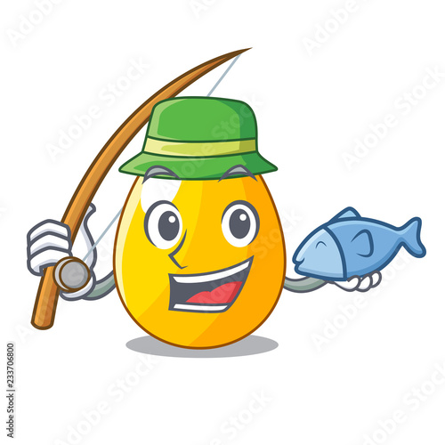 Fishing simple gold egg on design character