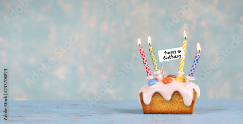 Canvas Print happy birthday - cake with candles