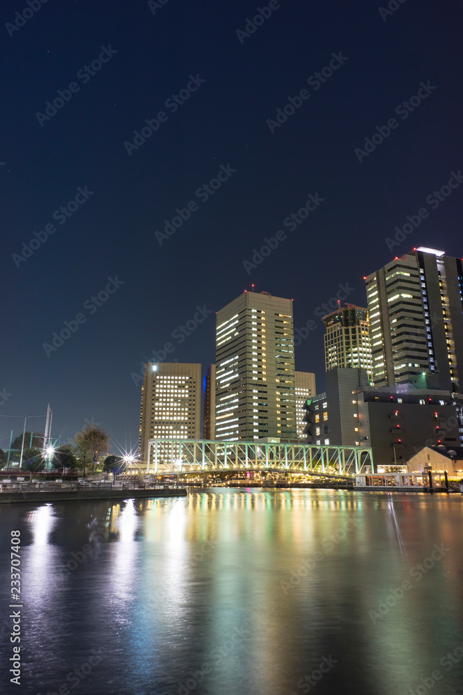 Obraz premium night view of tokyo shinagawa tennozu
