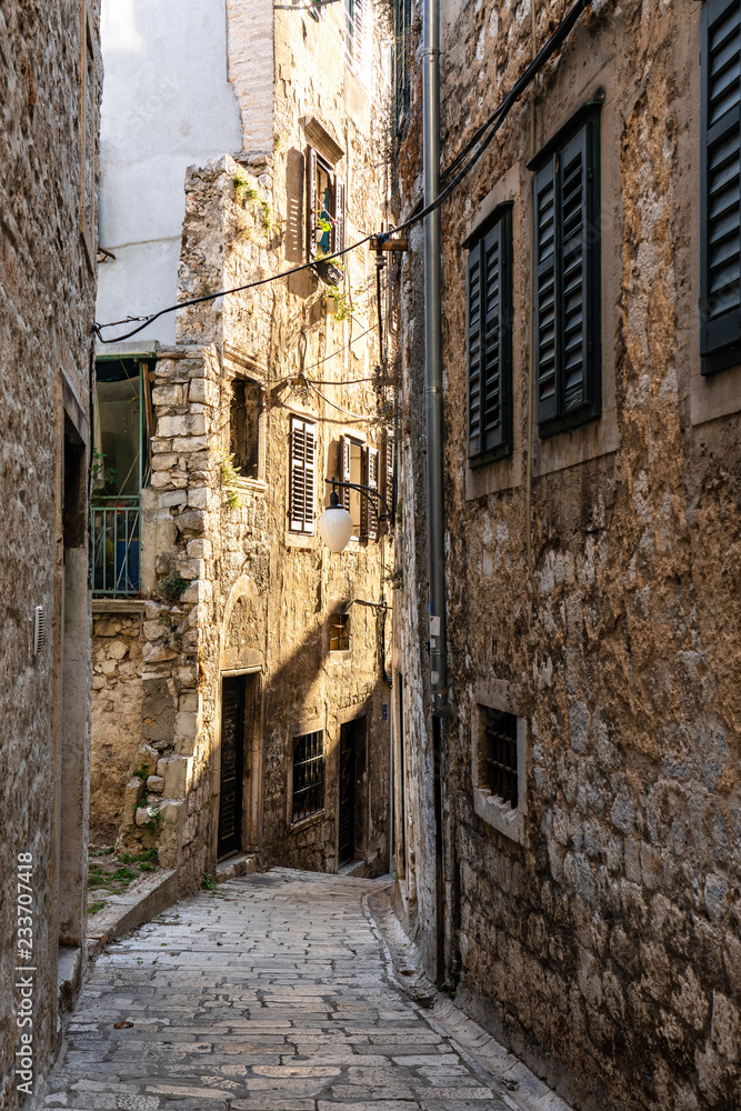 narrow street in old town of croatia