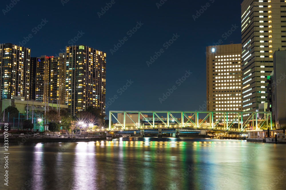 Obraz premium night view of tokyo shinagawa tennozu