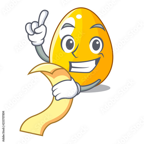 With menu simple gold egg on design character