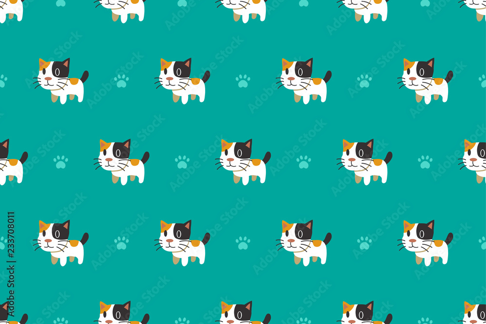 Vector cartoon character cute cat seamless pattern Vector cartoon character cute cat seamless pattern
