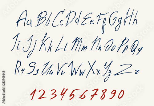 Colorful of Handwritten lettering vector font aphabet. Isolated on White background