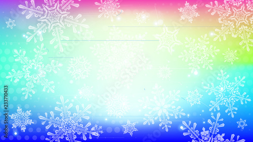 Snowflakes and festive lights - vector background with beautiful snowflakes that merrily shine and shimmer in color space