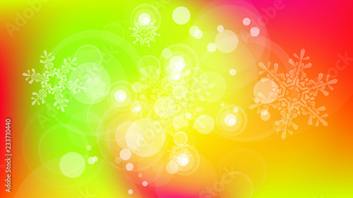Snowflakes and festive lights - vector background with beautiful snowflakes that merrily shine and shimmer in color space