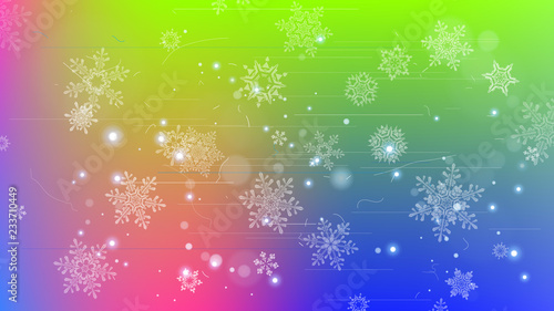 Snowflakes and festive lights - vector background with beautiful snowflakes that merrily shine and shimmer in color space
