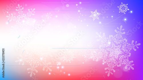 Snowflakes and festive lights - vector background with beautiful snowflakes that merrily shine and shimmer in color space