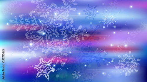 Snowflakes and festive lights - vector background with beautiful snowflakes that merrily shine and shimmer in color space