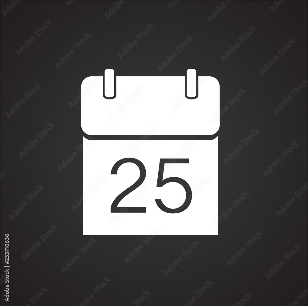 Christmas calendar date on black background icon Christmas calendar date on black background icon
