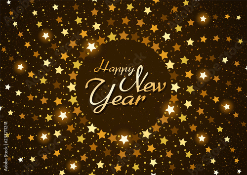 Happy New Year Background with Stars in Circular Spiral - Greeting Card with ...