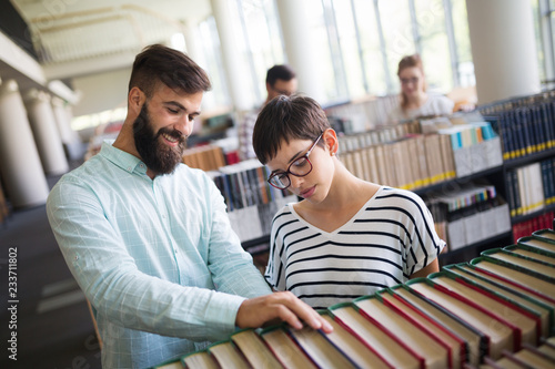 People studying together in a modern library