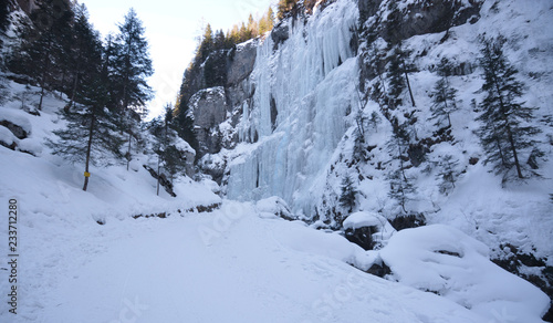 the beautiful icefalls of the serrai di sottoguda, on the Belluno Dolomites, Italy