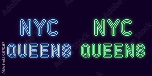 Neon inscription of New York city, Queens borough