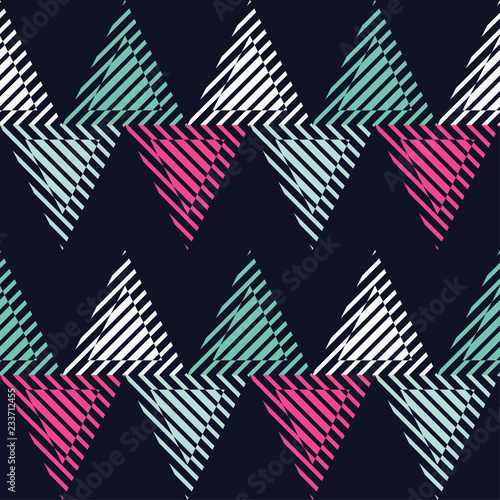 Seamless abstract geometric pattern. Striped triangles. Vector pattern. Mosaic texture. Can be used for wallpaper, textile, invitation card, wrapping, web page background.