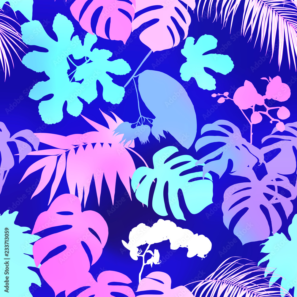 Naklejka premium Seamless pattern, background. with tropical plants