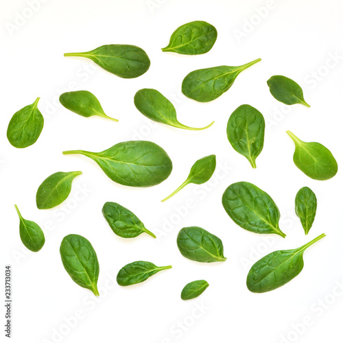 Spinach leaves. Fresh Green spinach isolated on a white background