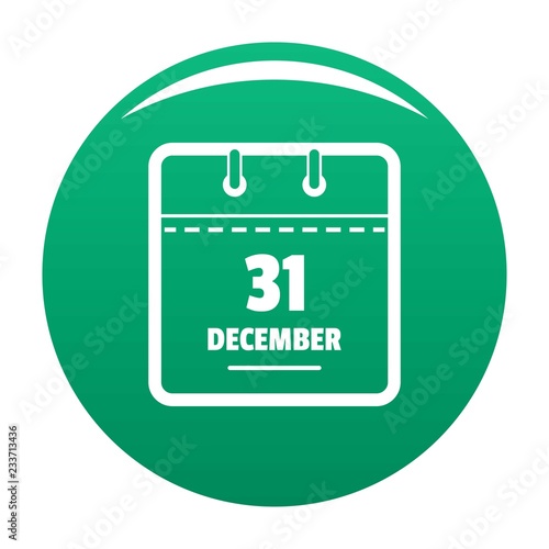 Calendar thirty first december icon. Simple illustration of calendar thirty first december vector icon for any design green