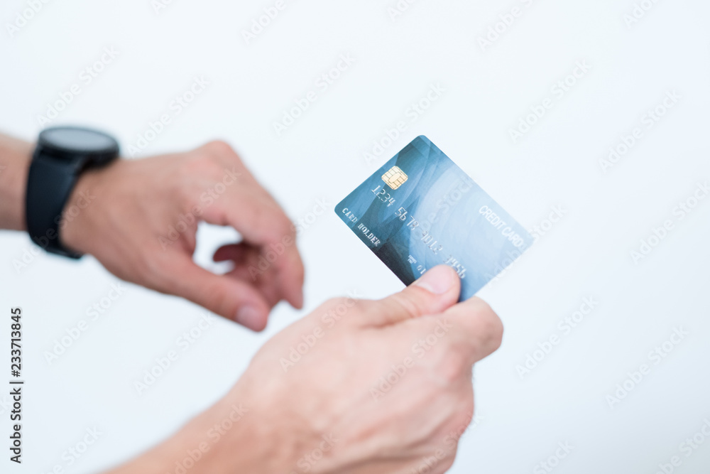 nfc and digital payment. online money transactions. man holding credit card. nfc and digital payment. online money transactions. man holding credit card.