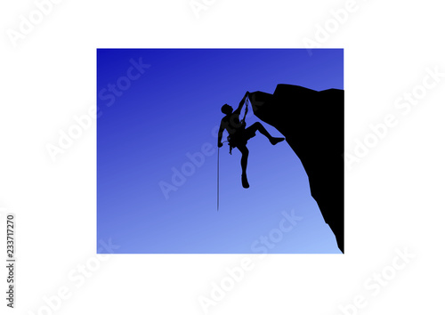 Alpinist climbs to the rock