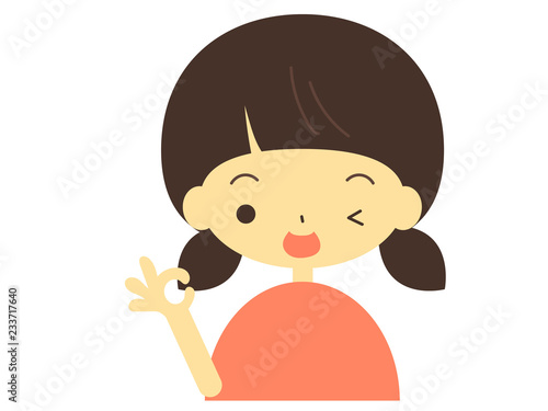 OKサインを出す女の子のイラスト
