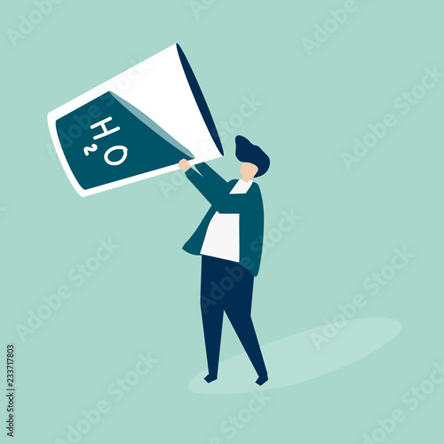 Character of a man drinking a giant glass of water illustration