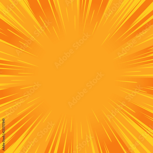 Radial orange speed lines for comic books. Explosion background