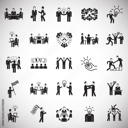 Coworking set on white background icons