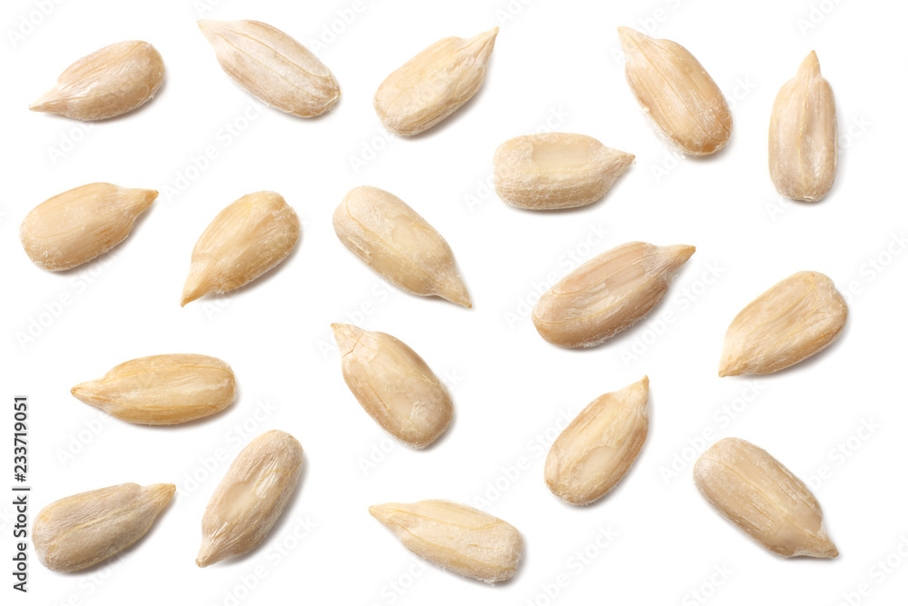 Obraz premium sunflower seeds isolated on white background. top view