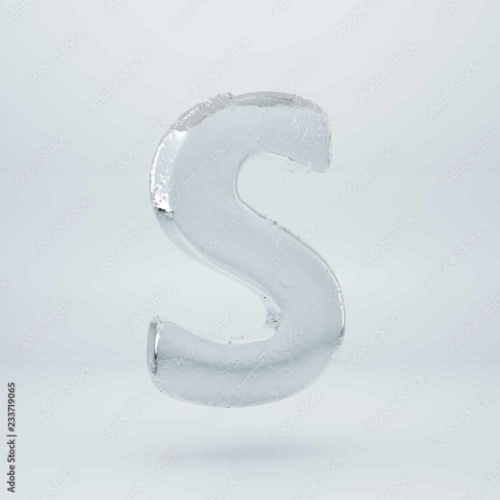 Ice letter S uppercase with cracks isolated on white background Ice letter S uppercase with cracks isolated on white background