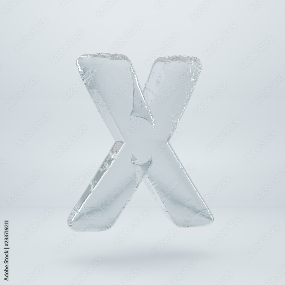 Ice letter X uppercase with cracks isolated on white background Ice letter X uppercase with cracks isolated on white background
