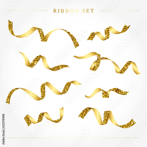 Golden festive ribbon set vector