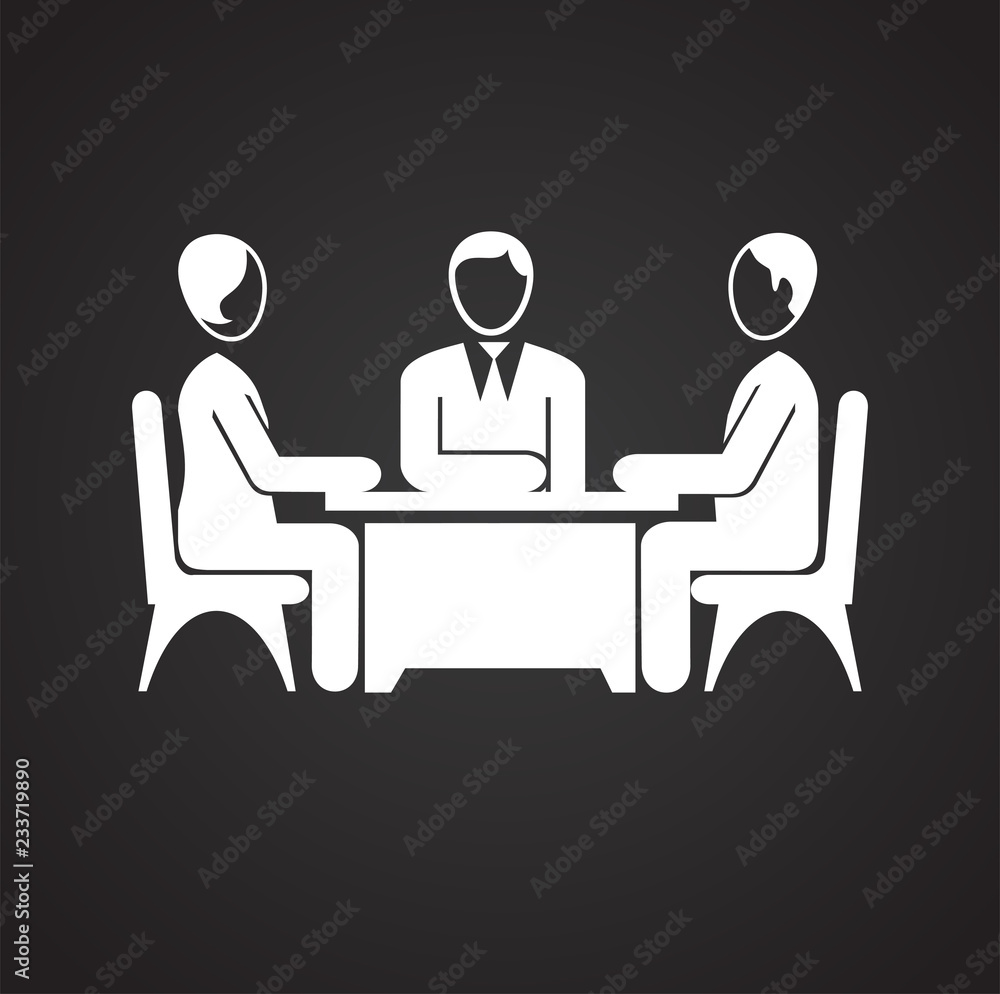 Collaboration meeting on black background icon Collaboration meeting on black background icon