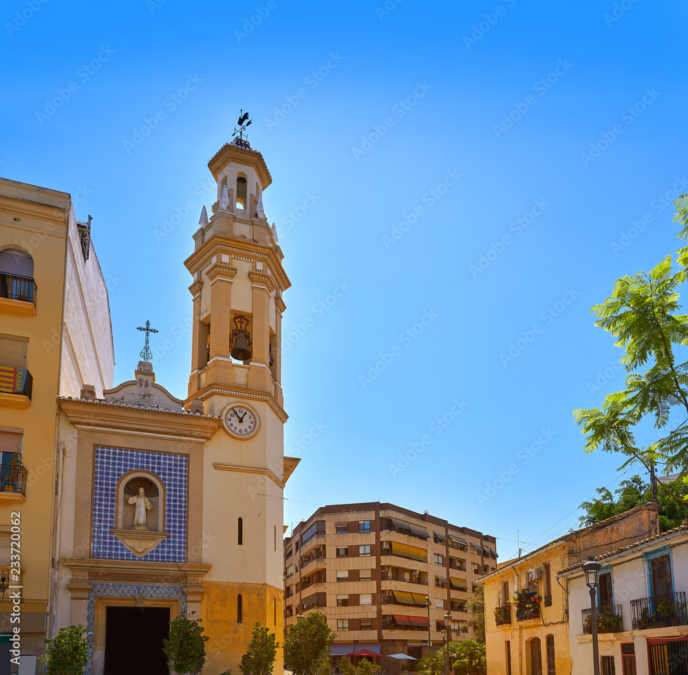 Plaza Patraix square and church Valencia