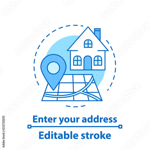 Setting home address concept icon