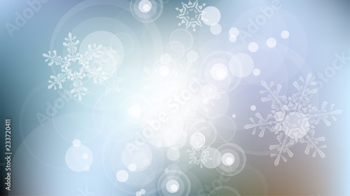 Snowflakes and festive lights - vector background with beautiful snowflakes that merrily shine and shimmer in color space