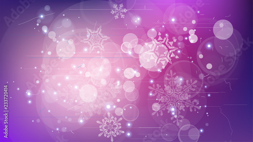 Snowflakes and festive lights - vector background with beautiful snowflakes that merrily shine and shimmer in color space
