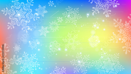 Snowflakes and festive lights - vector background with beautiful snowflakes that merrily shine and shimmer in color space