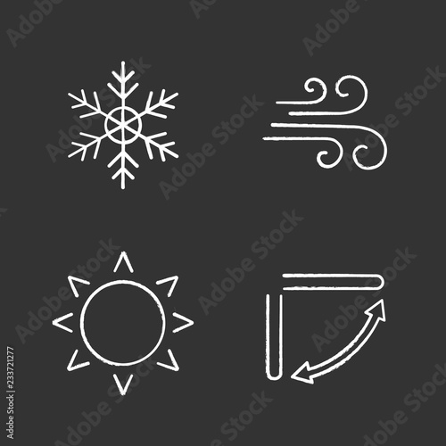Air conditioning chalk icons set