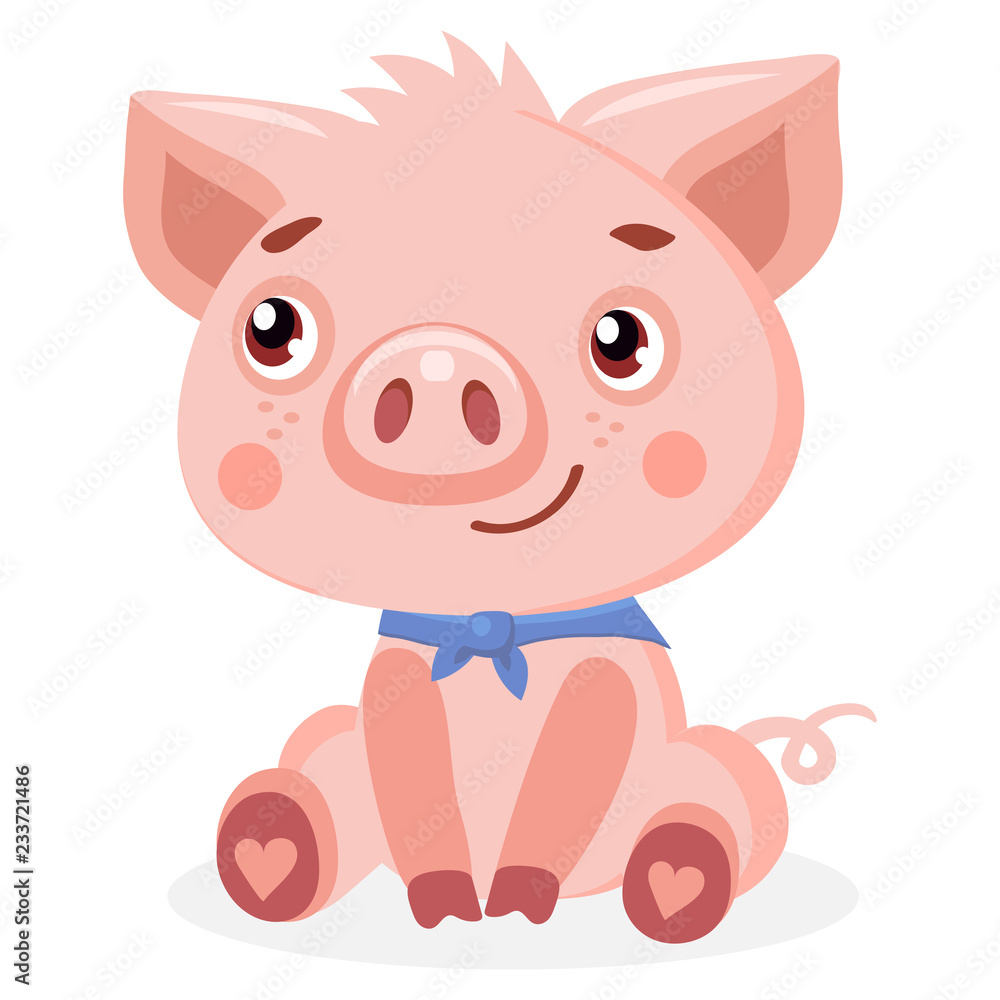 Cute Pig Vector Illustration. Cute Baby Pig Vector Illustration Isolated On  White Background. Cartoon Animal Character. Stock Vector | Adobe Stock