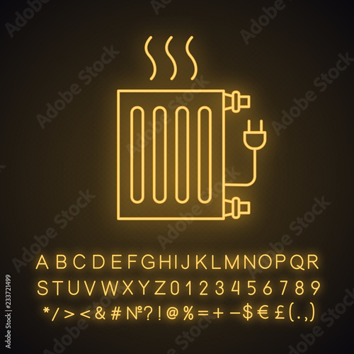 Electric radiator neon light icon